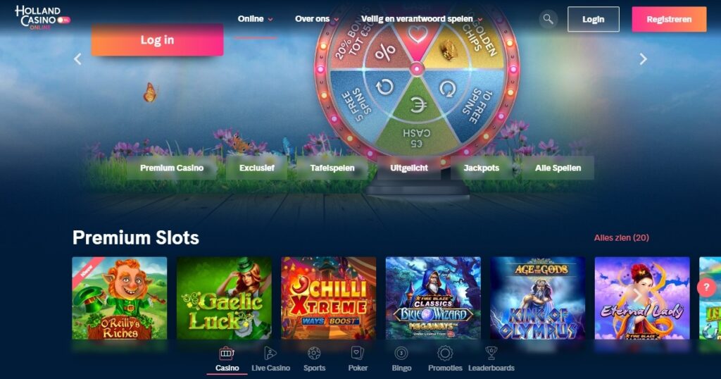 screenshot van spellen pagina voor holland casino online review