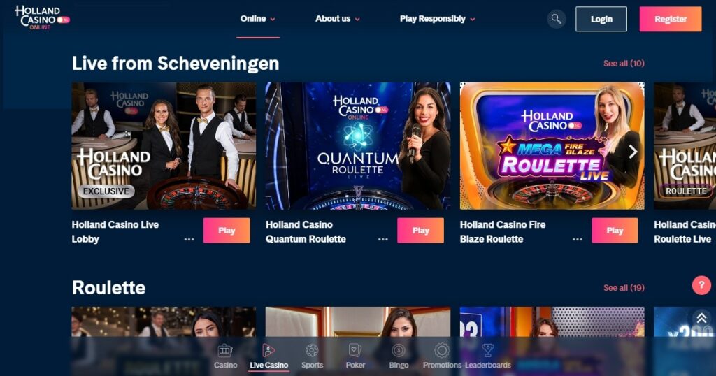 live casino lobby van Holland Casino Online