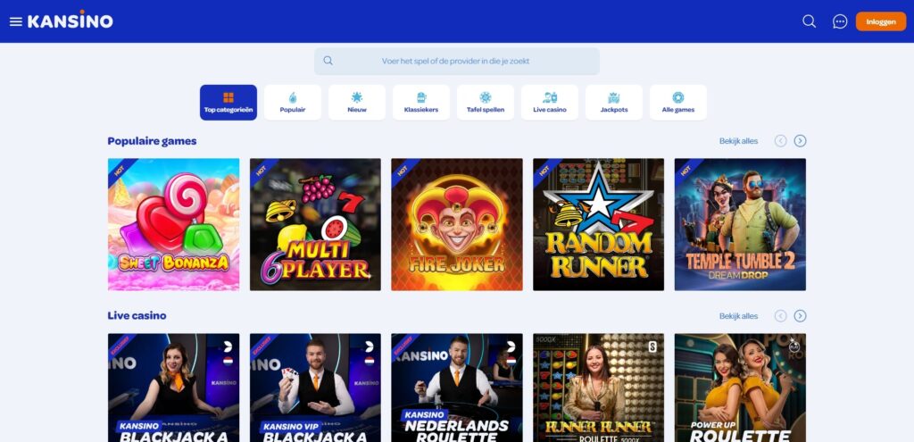 Spelpagina screenshot van Kansino voor Kansino Review