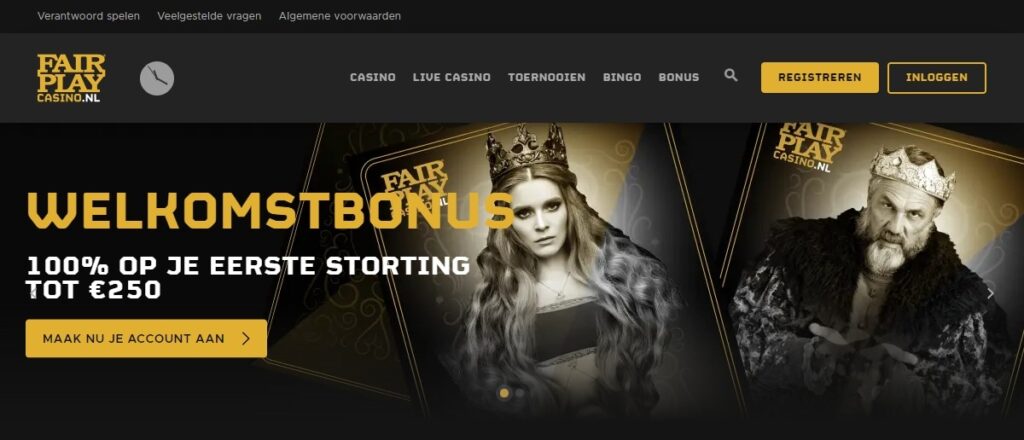 fair play casino homepage met welkomstbonus info