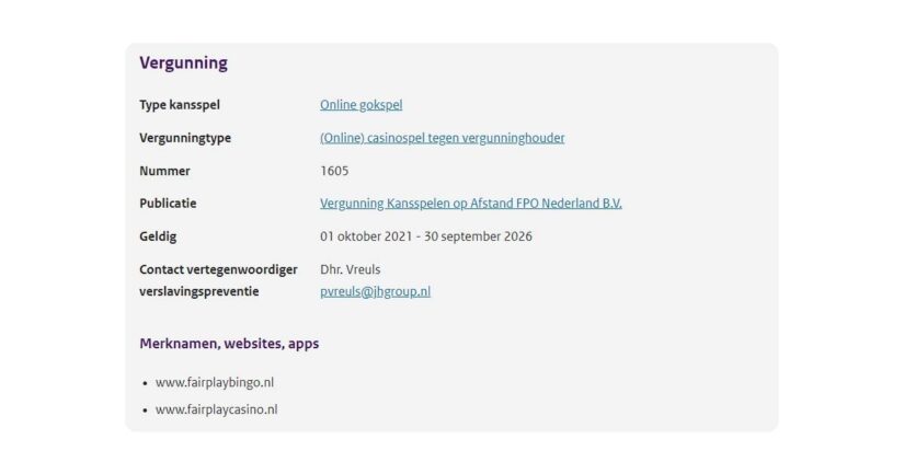 fairplaycasino.nl KSA-vergunning